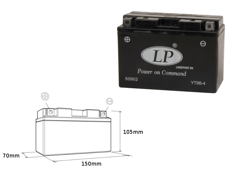 LANDPORT akumulátor YT9B-4 (MS LT9B-4) 12V 8AH 150X69X105 bezúdržbový - (6) (LANDPORT akumulátor YT9B-4 (MS LT9B-4) 12V 8AH 150X69X105 bezúdržbový -)